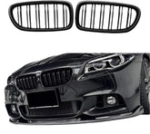 BMW 5 Series F10 2010-2017 Double Slat Kidney Grills - Gloss Black