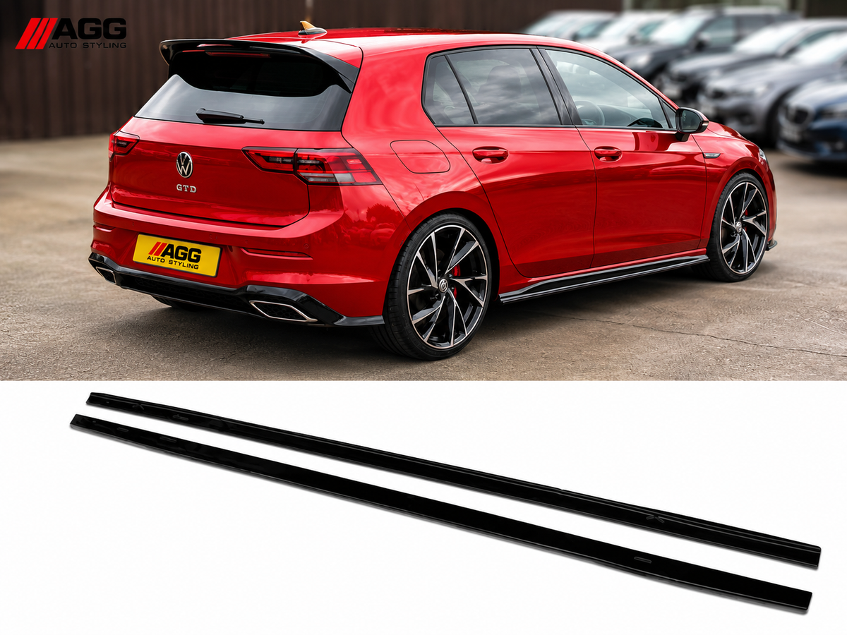 Volkswagen Golf Mk8 2020-2024 GTD GTI & R LINE Models Side Skirts Pair - Gloss Black