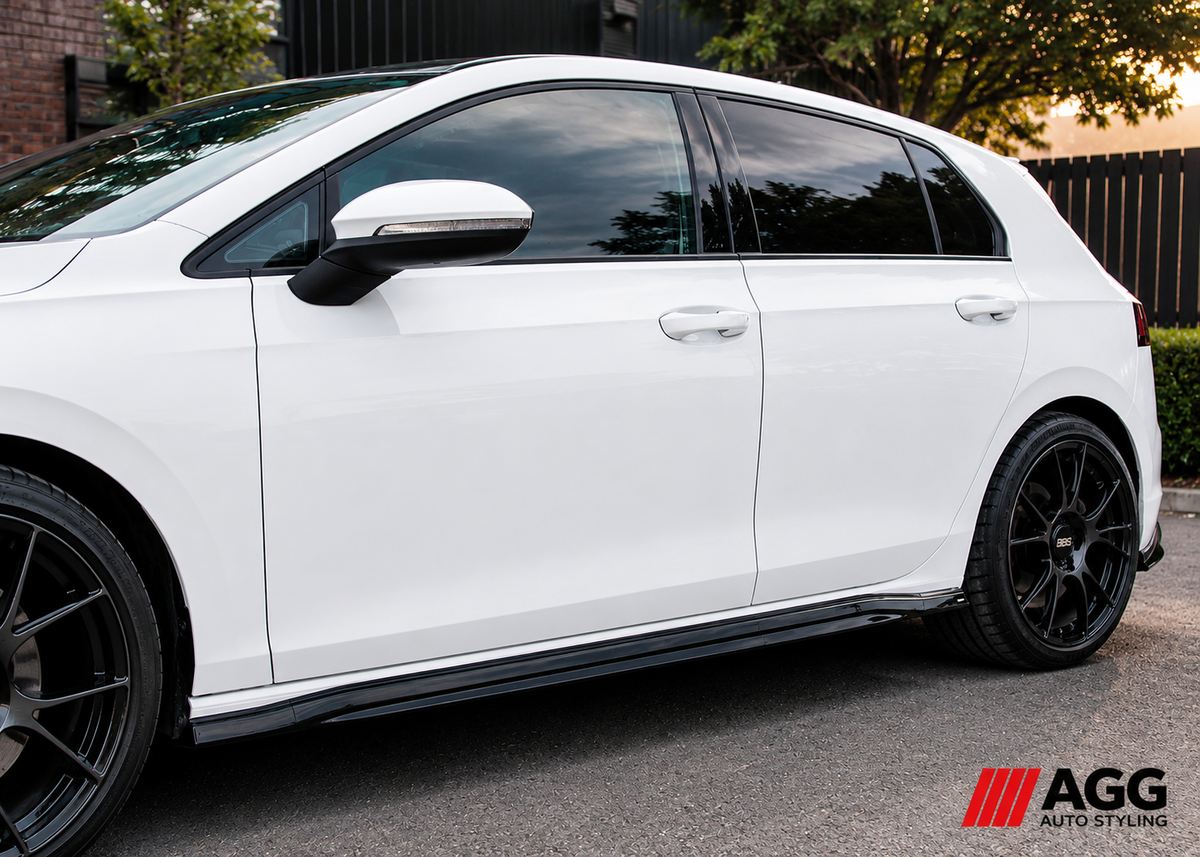 Volkswagen Golf Mk8 Style / Life Model 2020-2024 Transform to GTD / GTI Look Side Skirts Pair - Gloss Black