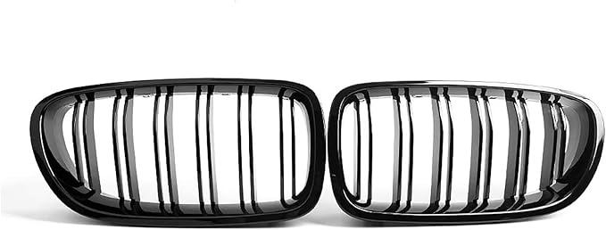 BMW 5 Series F10 2010-2017 Double Slat Kidney Grills - Gloss Black